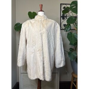 Yves Saint Laurent Vintage 80’s White Faux Fur Coat Size 36